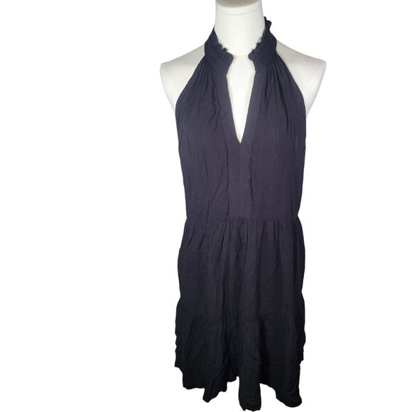 1 State Black Halter Neck Sleeveless Swim Coverup Mini Dress Size M - Picture 1 of 7